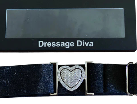 The Dressage Diva Elastic Stretch Belt with Diamonte heart clip