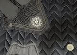 The Dressage Diva Soundproof Bonnet Embryoid silver logo & crushed crystals
