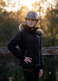 The Dressage Diva Winter Equestrian PUFFER Jacket with faux fur hood