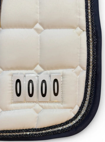 The Dressage Diva Competition Saddle Pad with numbers