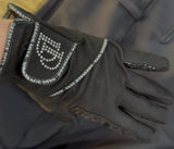 The Dressage Diva Riding Gloves swirl silicon print and mesh outer layer - BLACK