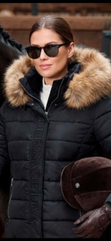 The Dressage Diva Winter Equestrian PUFFER Jacket with faux fur hood