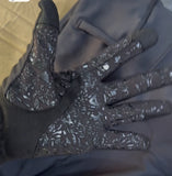 The Dressage Diva Riding Gloves swirl silicon print and mesh outer layer - BLACK