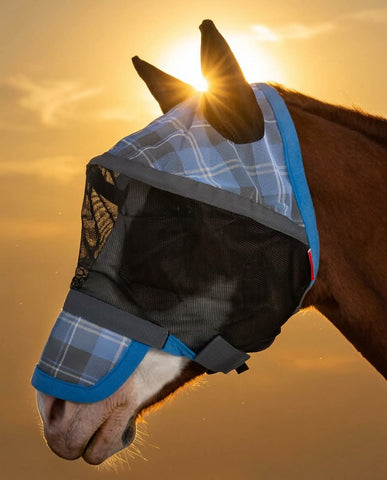 Delzani Fly Mask Full Face PVC Mesh with Nose and Ear Protection