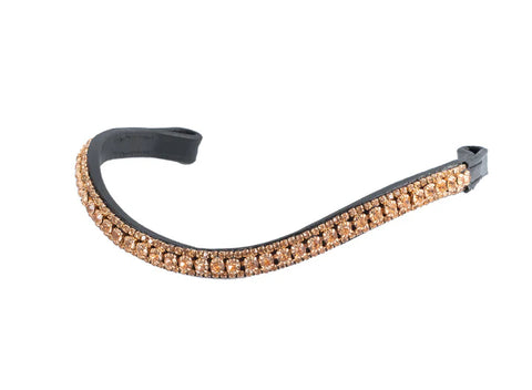 Flexible Fit Rose Gold Thin Crystal Wave - Black Browband