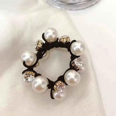 MFE Pearl Rhinestone Elastic Hair Scrunchies